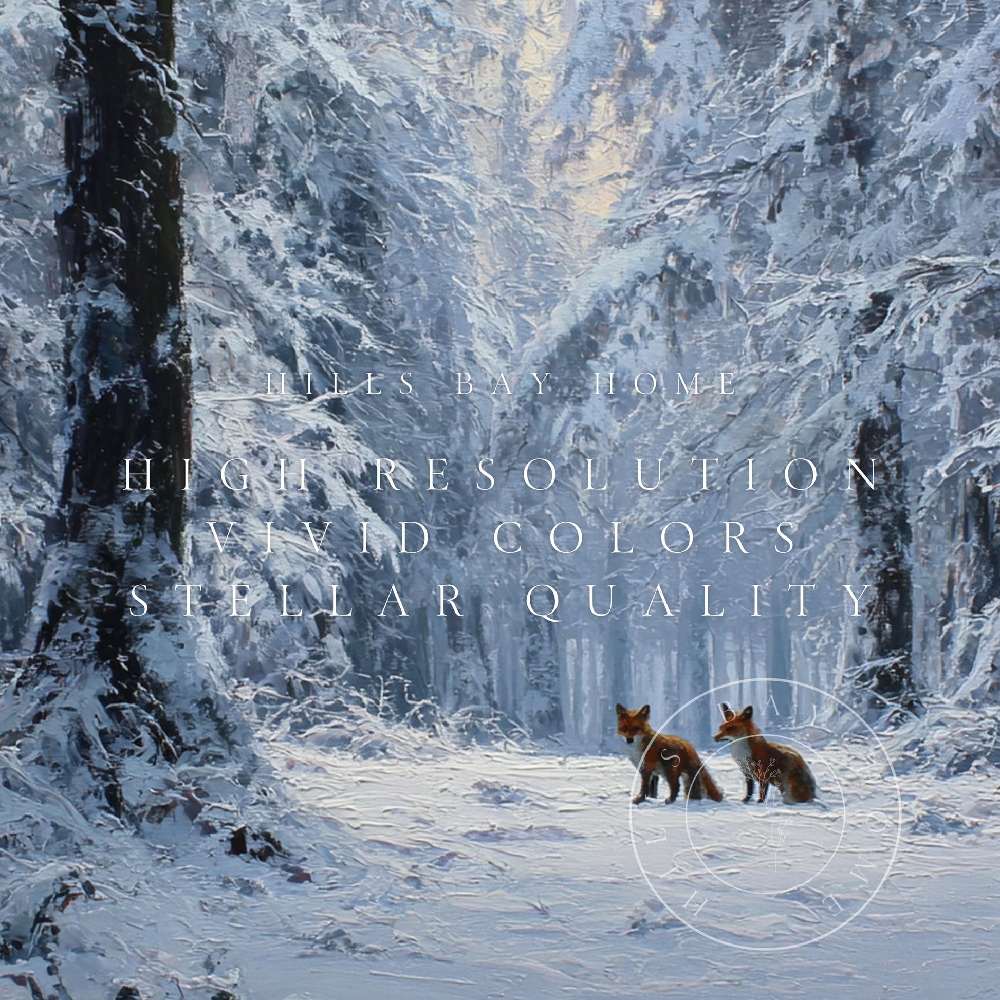 Winter Foxes Frame Tv Art, Digital Download Art for Frame Tv, Snow Tv Art, Christmas Tv Art, Painting Frame Tv Art