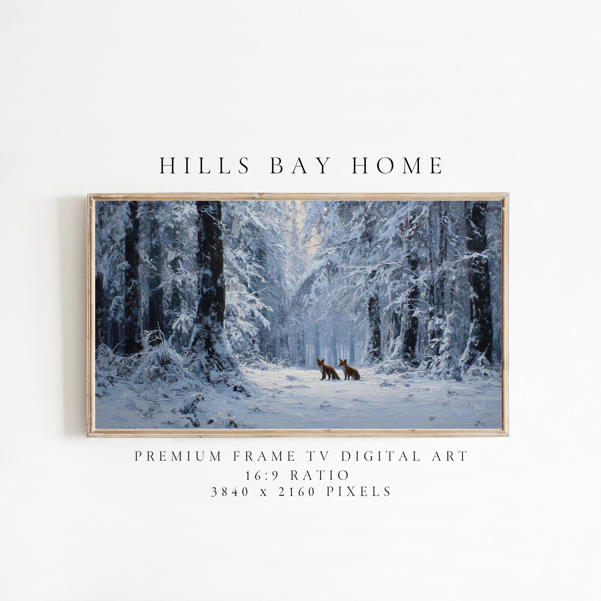 Winter Wolves Frame Tv Art, Digital Download Art for Frame Tv, Snow Tv Art, Winter Tv Art, Painting Frame Tv Art