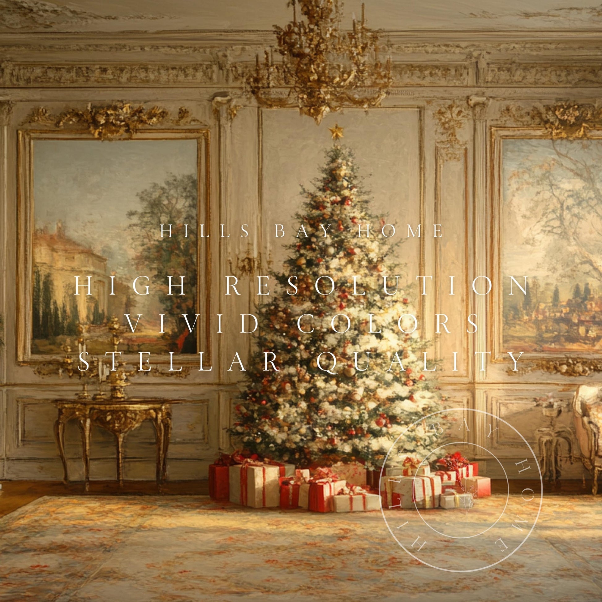 Classic Elegant Christmas Frame Tv Art, Digital Download Art for Frame Tv, Winter Tv Art, Elegant Christmas Tv Art, Painting Frame Tv Art