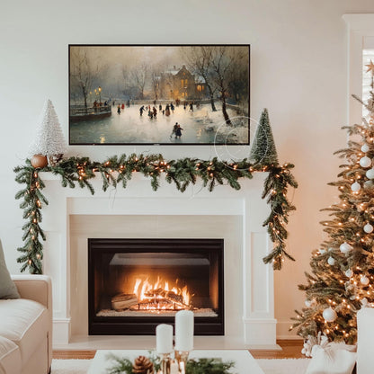 Ice Skatting Rink Frame Tv Art, Digital Download Art for Frame Tv, Winter Tv Art, Christmas Tv Art, Painting Frame Tv Art