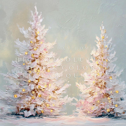 Christmas Trees Frame Tv Art, Digital Download Art for Frame Tv, Winter Tv Art, Christmas Tv Art, Painting Frame Tv Art