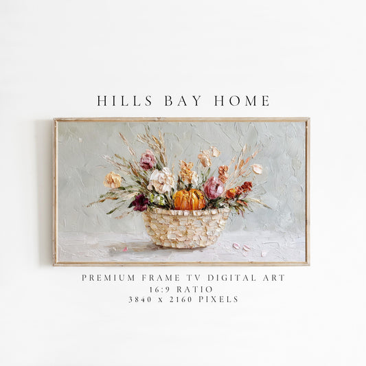 Fall Floral Frame Tv Art, Digital Download Art for Frame Tv, Fall Tv Art, Thanksgiving Tv Art, Painting Frame Tv Art, Painting Tv Art