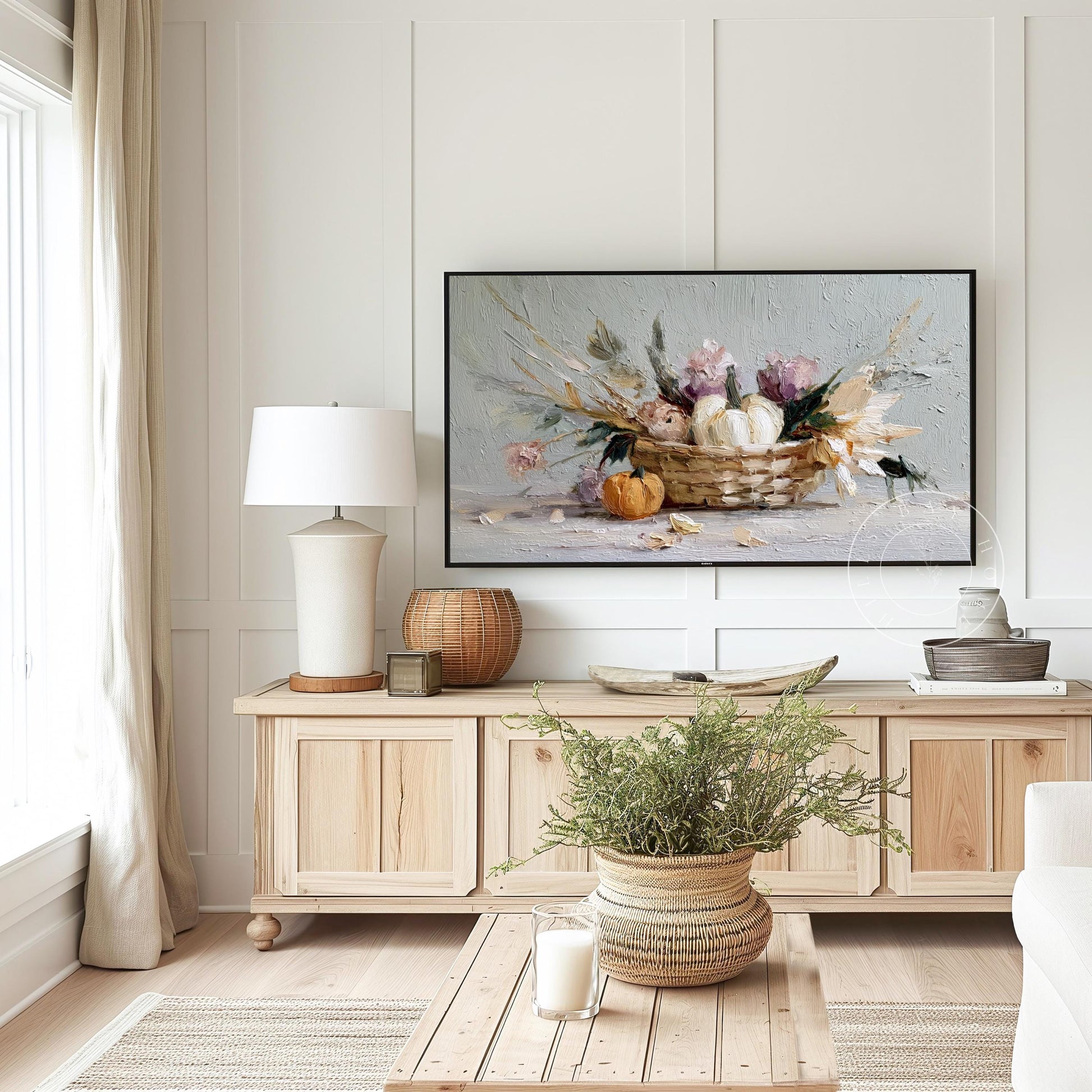 Fall Pumpkin Floral Frame Tv Art, Digital Download Art for Frame Tv, Fall Tv Art, Thanksgiving Tv Art, Painting Frame Tv Art
