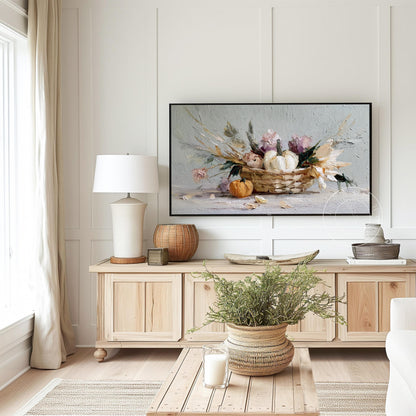 Fall Pumpkin Floral Frame Tv Art, Digital Download Art for Frame Tv, Fall Tv Art, Thanksgiving Tv Art, Painting Frame Tv Art