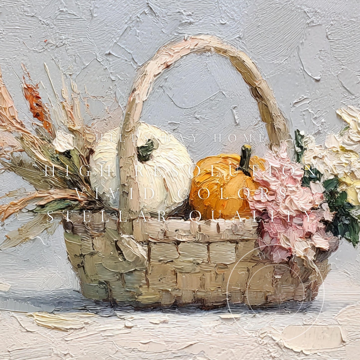 Fall Pumpkin Floral Frame Tv Art, Digital Download Art for Frame Tv, Fall Tv Art, Thanksgiving Tv Art, Painting Frame Tv Art
