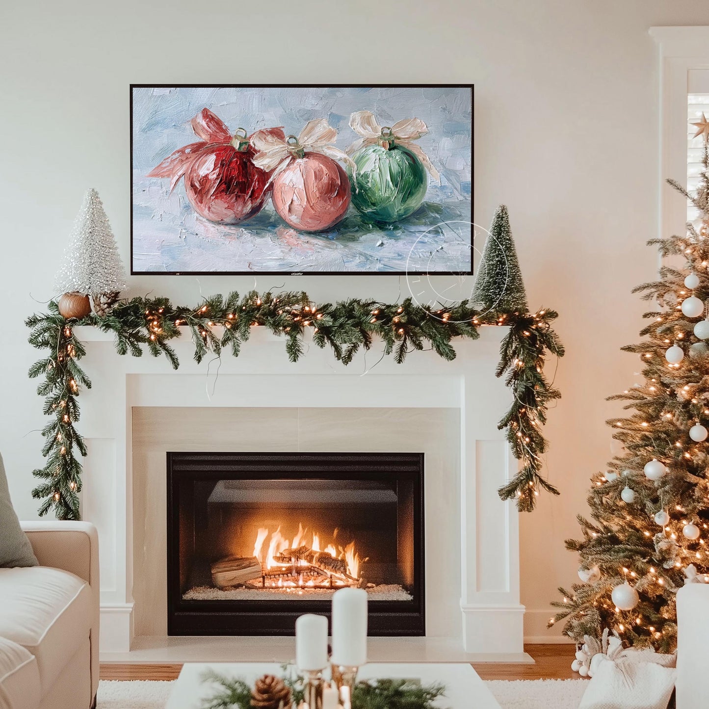 Ornament Frame Tv Art, Digital Download Art for Frame Tv, Winter Tv Art, Christmas Tv Art, Painting Frame Tv Art