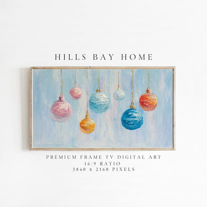 Vibrant Ornament Frame Tv Art, Digital Download Art for Frame Tv, Winter Tv Art, Christmas Tv Art, Painting Frame Tv Art