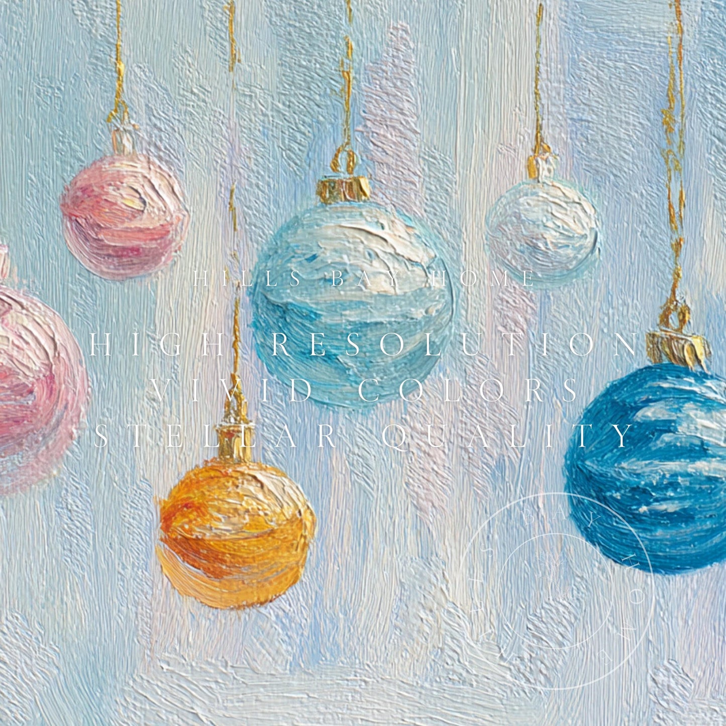 Vibrant Ornament Frame Tv Art, Digital Download Art for Frame Tv, Winter Tv Art, Christmas Tv Art, Painting Frame Tv Art