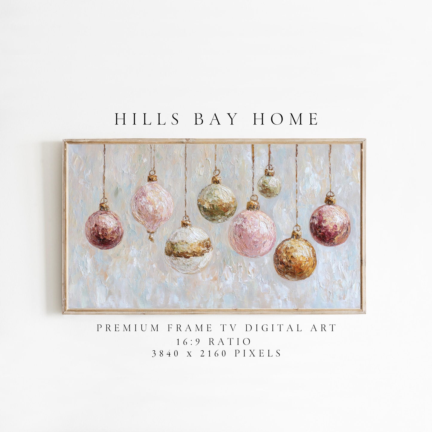 Ornament Frame Tv Art, Digital Download Art for Frame Tv, Winter Tv Art, Christmas Tv Art, Painting Frame Tv Art