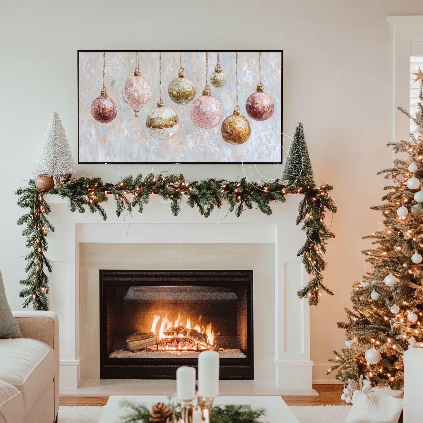 Ornament Frame Tv Art, Digital Download Art for Frame Tv, Winter Tv Art, Christmas Tv Art, Painting Frame Tv Art