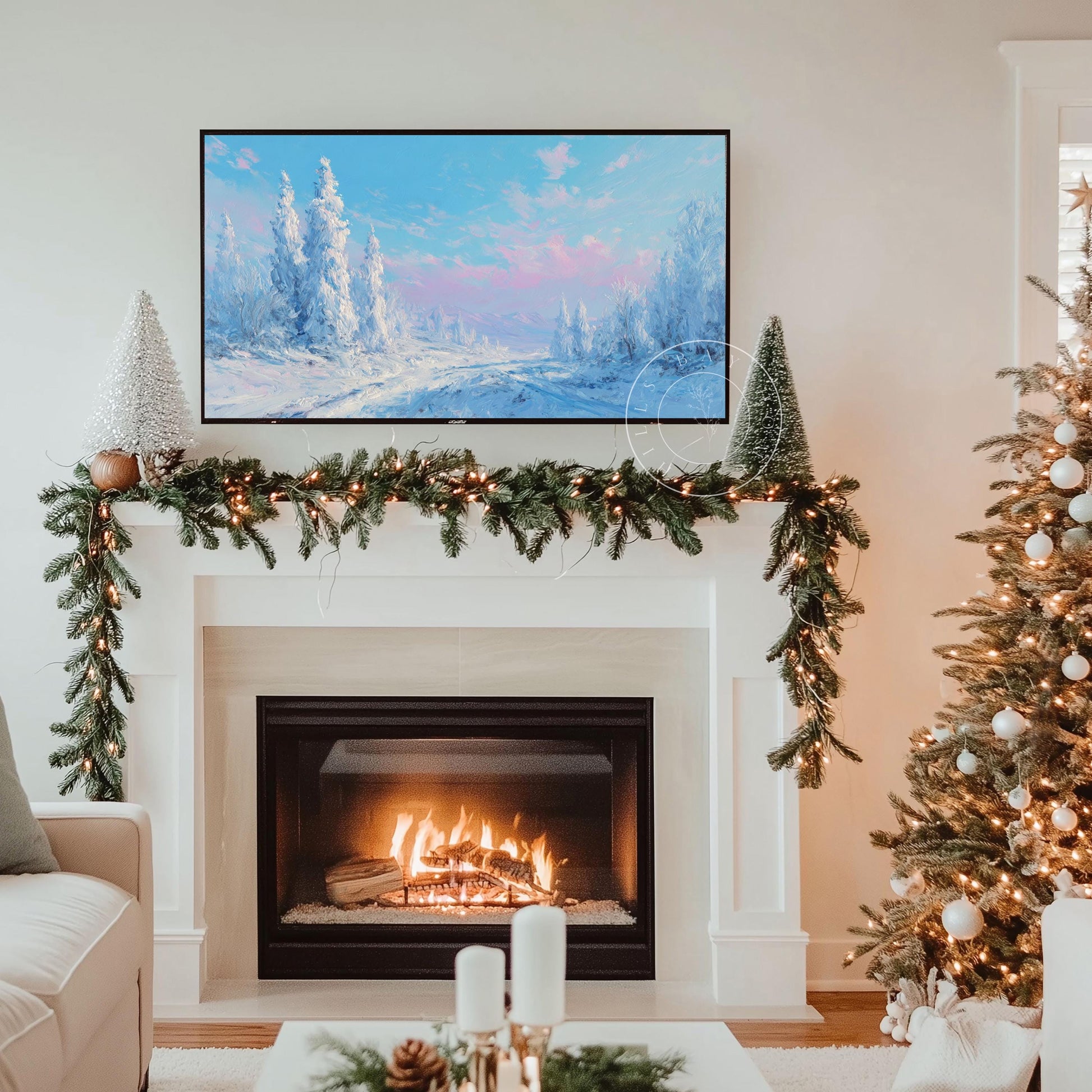 Dreamy Snow Landscape Frame Tv Art, Digital Download Art for Frame Tv, Winter Tv Art, Snow Tv Art, Painting Frame Tv Art