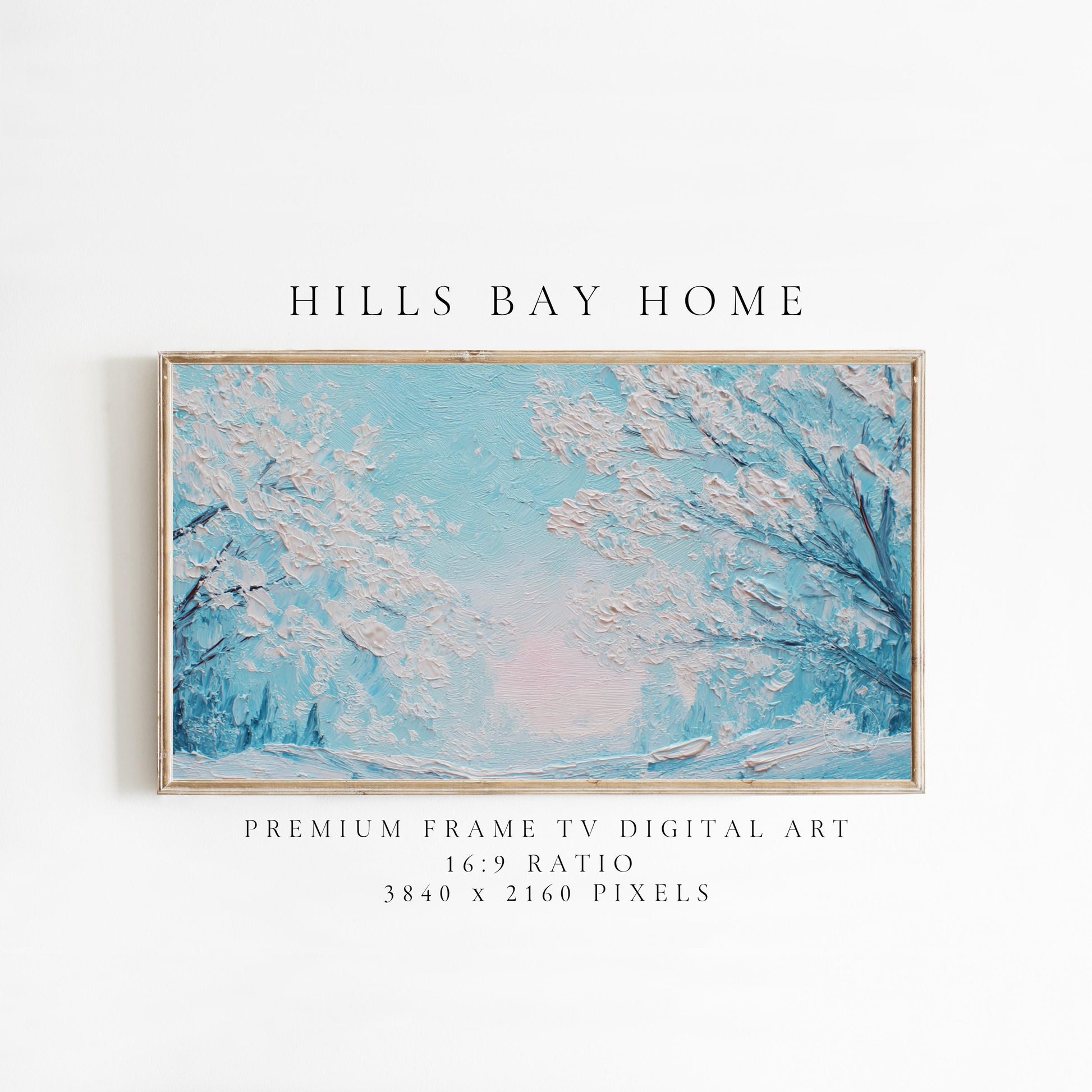 Abstract Snowy Landscape Tv Art, Digital Download Art for Frame Tv, Winter Tv Art, Christmas Tv Art, Painting Frame Tv Art