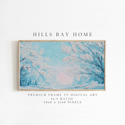 Abstract Snowy Landscape Tv Art, Digital Download Art for Frame Tv, Winter Tv Art, Christmas Tv Art, Painting Frame Tv Art