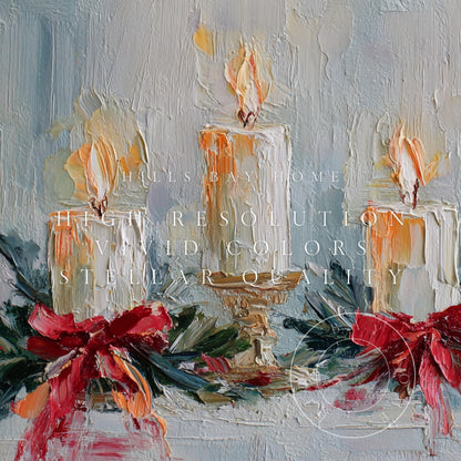 Christmas Candles Frame Tv Art, Digital Download Art for Frame Tv, Winter Tv Art, Christmas Tv Art, Painting Frame Tv Art