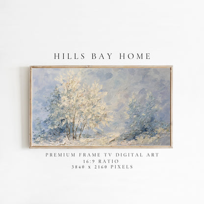 Winter Landscape Frame Tv Art, Digital Download Art for Frame Tv, Snow Tv Art, Painting Frame Tv Art