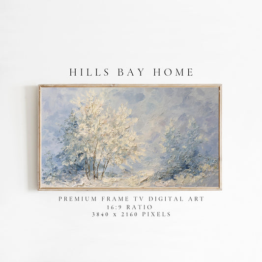 Winter Landscape Frame Tv Art, Digital Download Art for Frame Tv, Snow Tv Art, Painting Frame Tv Art