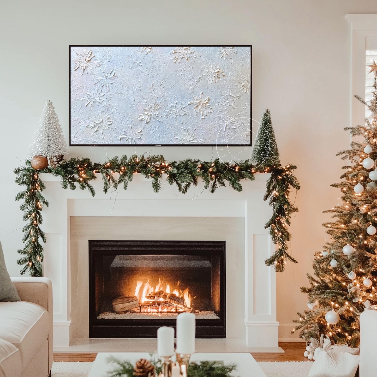Snowflake Frame Tv Art, Digital Download Art for Frame Tv, Winter Tv Art, Snow Tv Art, Painting Frame Tv Art