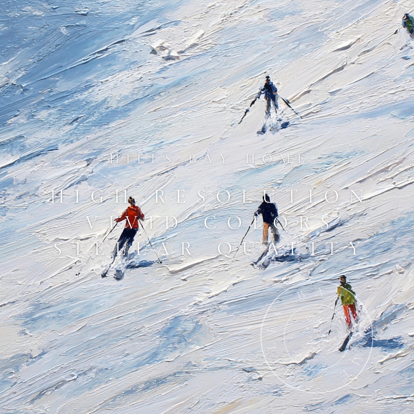 Ski Frame Tv Art, Digital Download Art for Frame Tv, Winter Tv Art, Skiers Tv Art, Painting Frame Tv Art
