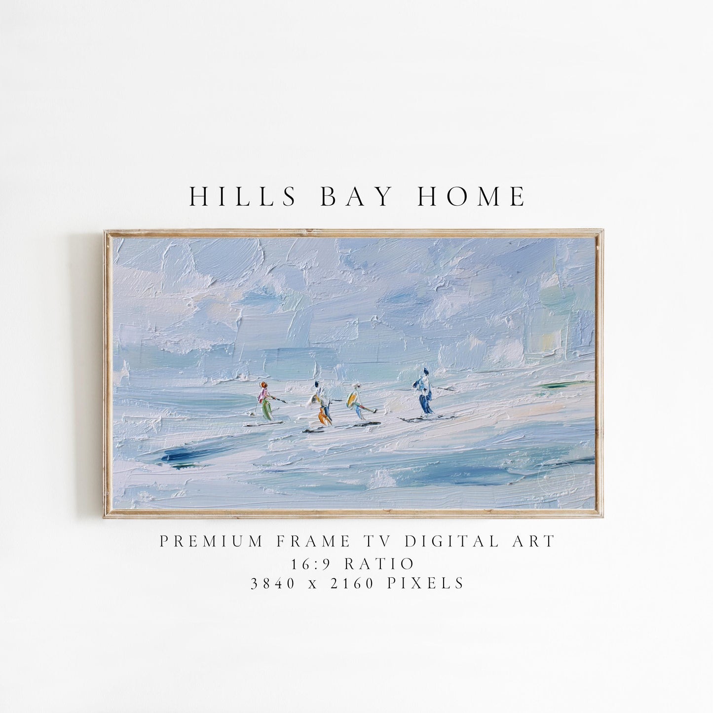 Abstract Ski Frame Tv Art, Digital Download Art for Frame Tv, Winter Tv Art, Skiers Tv Art, Painting Frame Tv Art