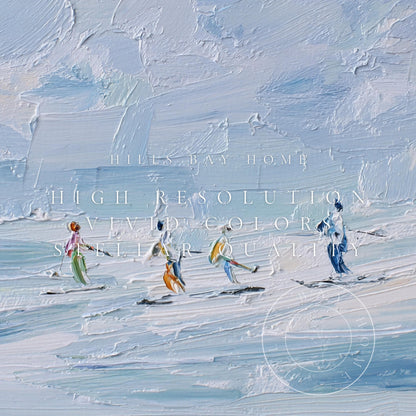 Abstract Ski Frame Tv Art, Digital Download Art for Frame Tv, Winter Tv Art, Skiers Tv Art, Painting Frame Tv Art
