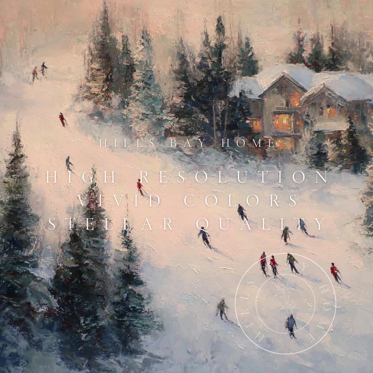 Skiers Frame Tv Art, Digital Download Art for Frame Tv, Winter Tv Art, Ski Tv Art, Painting Frame Tv Art
