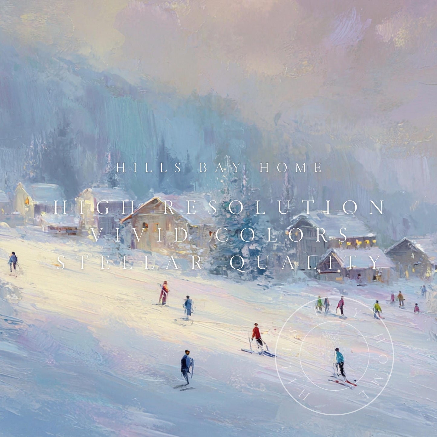 Ski Frame Tv Art, Digital Download Art for Frame Tv, Winter Tv Art, Skiers Tv Art, Painting Frame Tv Art