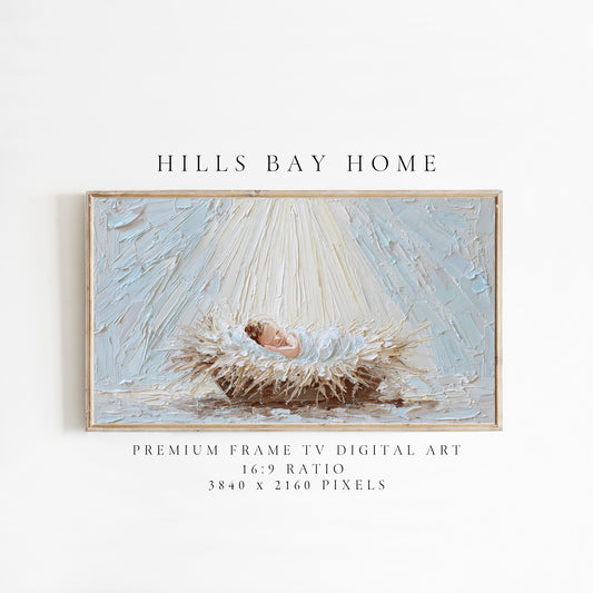 Baby Jesus Frame Tv Art, Digital Download Art for Frame Tv, Christian Tv Art, Christmas Tv Art, Nativity Art, Painting Frame Tv Art