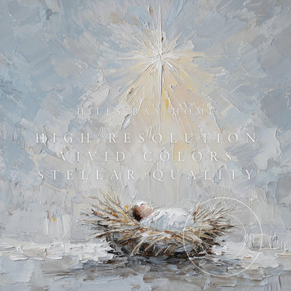 Jesus in Manger Frame Tv Art, Digital Download Art for Frame Tv, Christian Tv Art, Christmas Tv Art, Nativity Art, Painting Frame Tv Art
