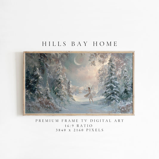 Winter Ballerina Frame Tv Art, Digital Download Art for Frame Tv, Dreamy Tv Art, Christmas Tv Art, Painting Frame Tv Art