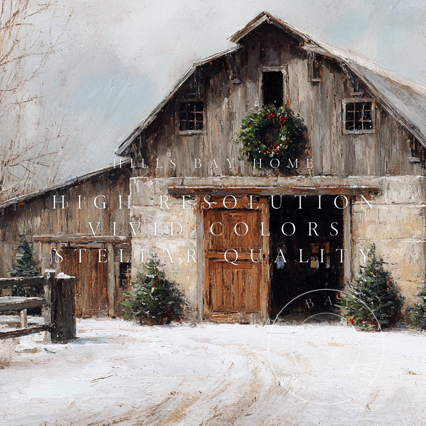Winter Barn Frame Tv Art, Digital Download Art for Frame Tv, Christmas Barn Tv Art, Painting Frame Tv Art