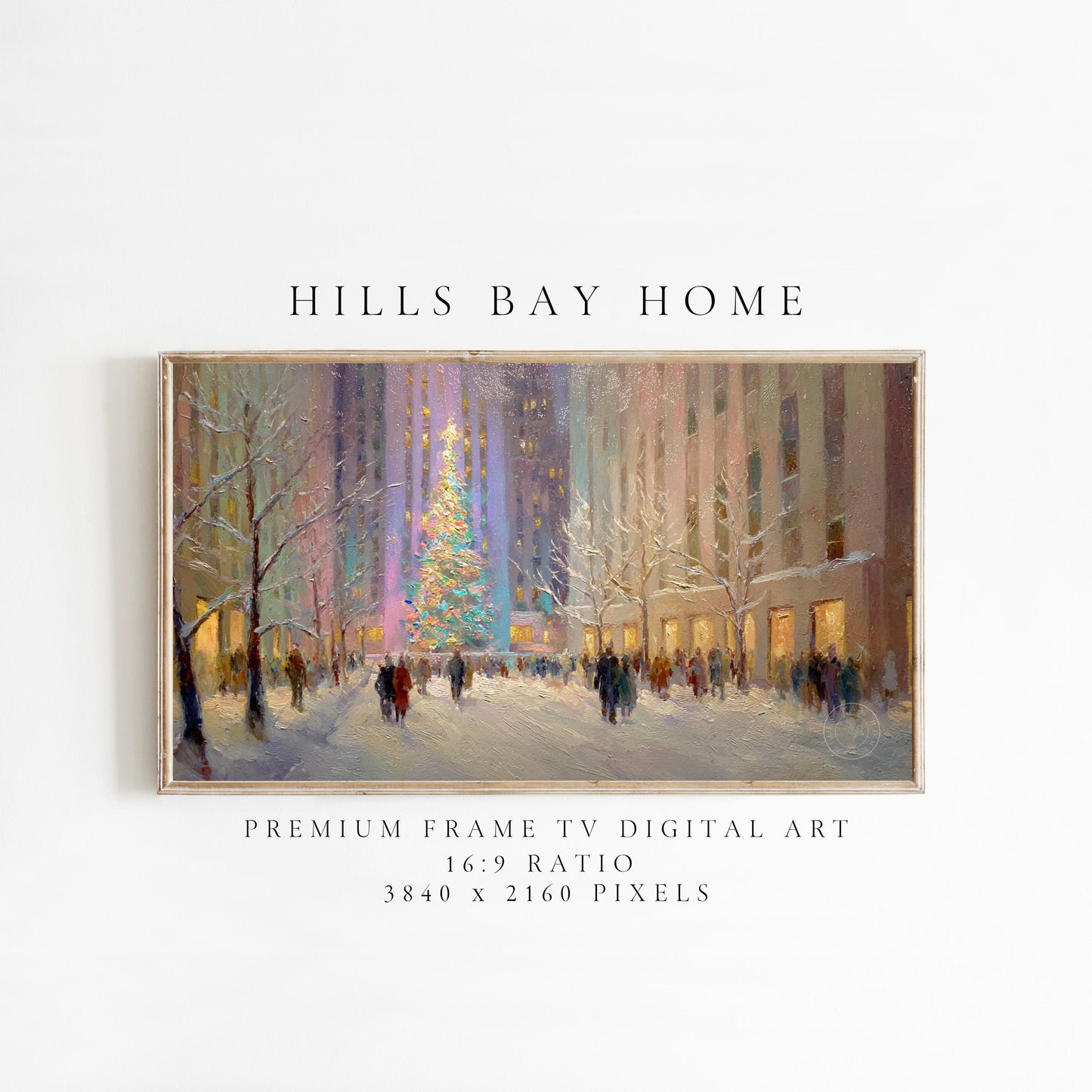 New York City Christmas Frame Tv Art, Digital Download Art for Frame Tv, Winter City Tv Art, Painting Frame Tv Art