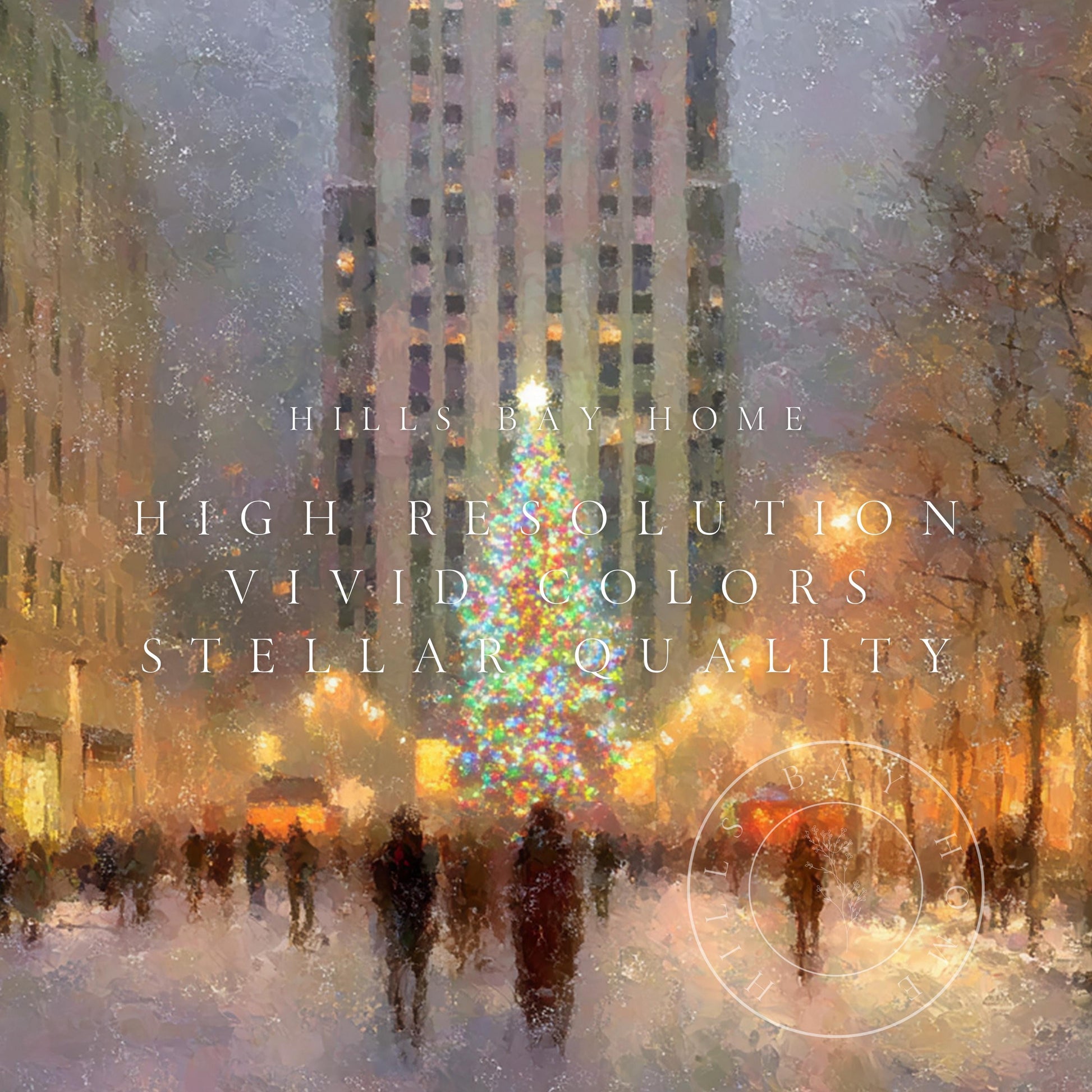 Christmas in the City Frame Tv Art, Digital Download Art for Frame Tv, Winter City Tv Art, Painting Frame Tv Art