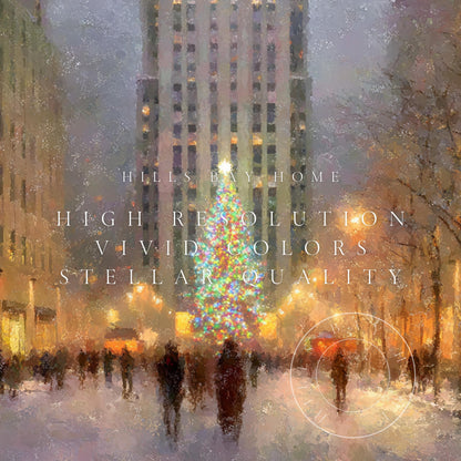 Christmas in the City Frame Tv Art, Digital Download Art for Frame Tv, Winter City Tv Art, Painting Frame Tv Art