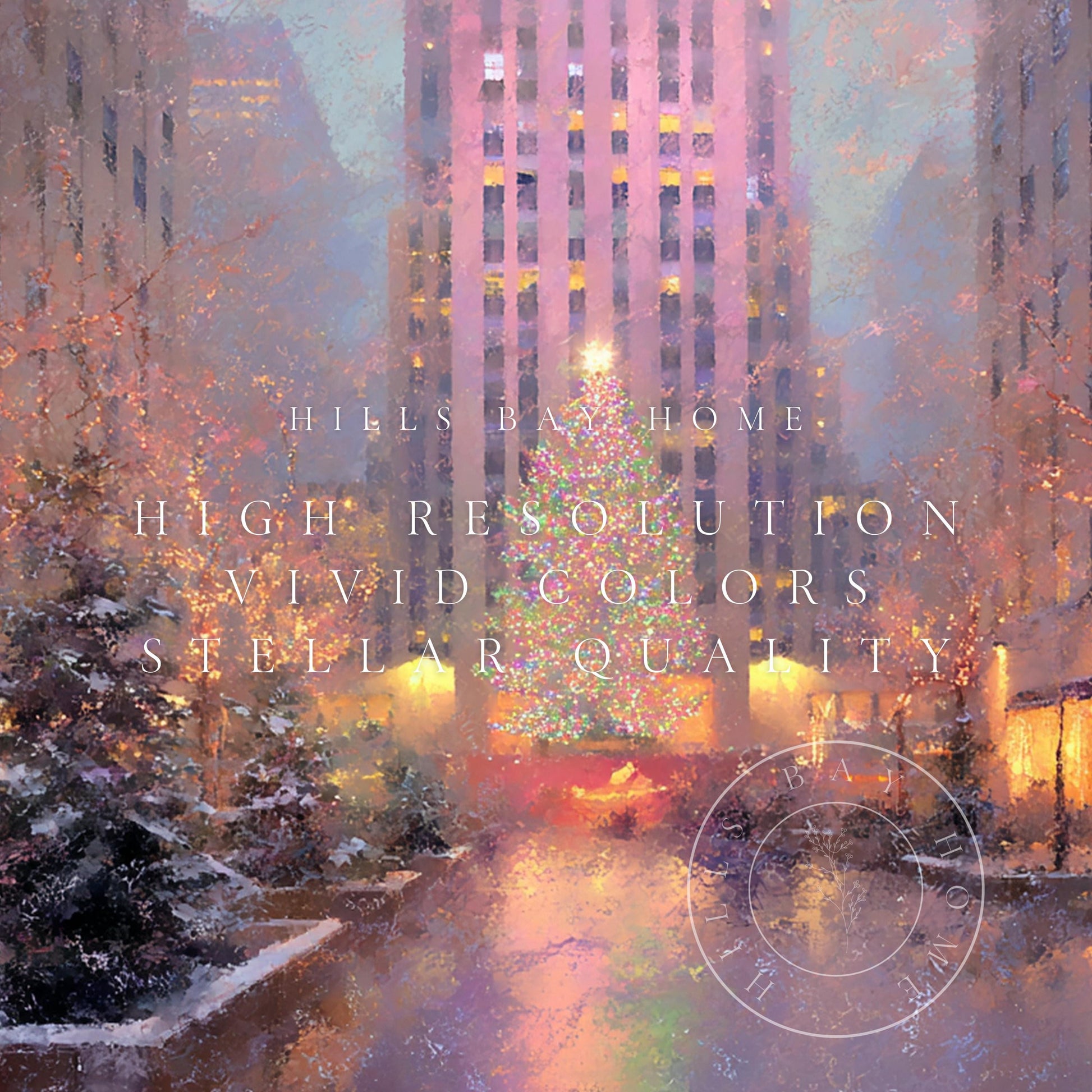 Christmas in the City Frame Tv Art, Digital Download Art for Frame Tv, Winter City Tv Art, Painting Frame Tv Art