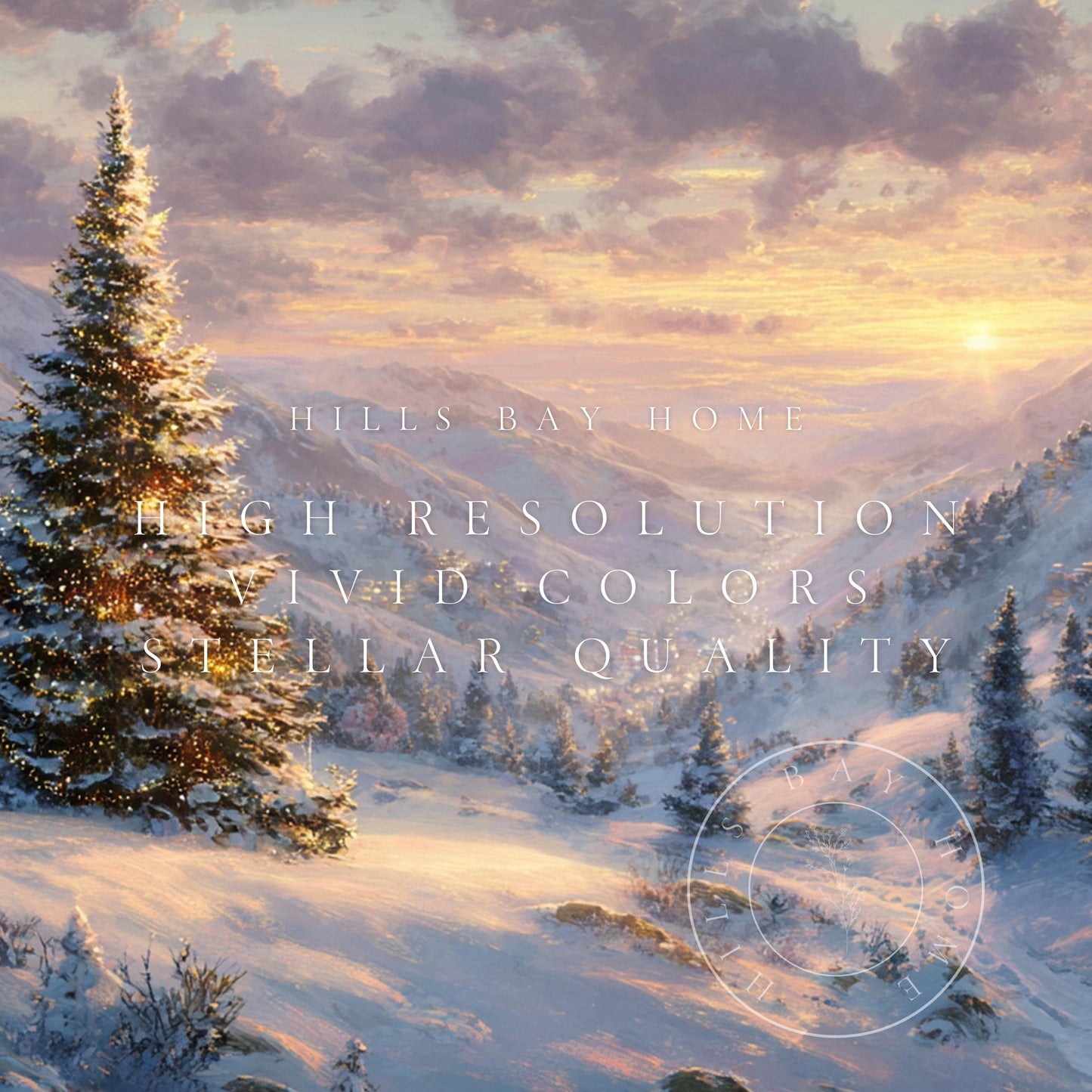 Christmas Landscape Frame Tv Art, Digital Download Art for Frame Tv, Winter Tv Art, Christmas Tree Tv Art, Painting Frame Tv Art