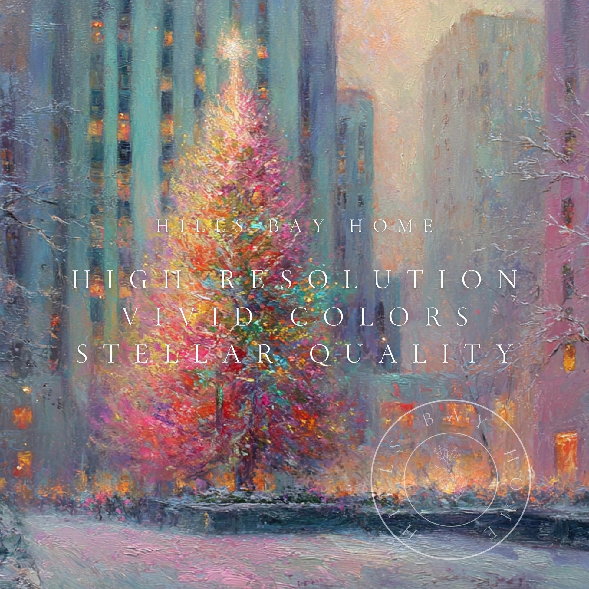 Christmas in the City Frame Tv Art, Digital Download Art for Frame Tv, Winter City Tv Art, Painting Frame Tv Art