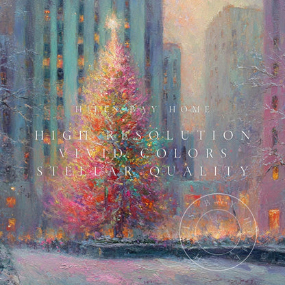 Christmas in the City Frame Tv Art, Digital Download Art for Frame Tv, Winter City Tv Art, Painting Frame Tv Art