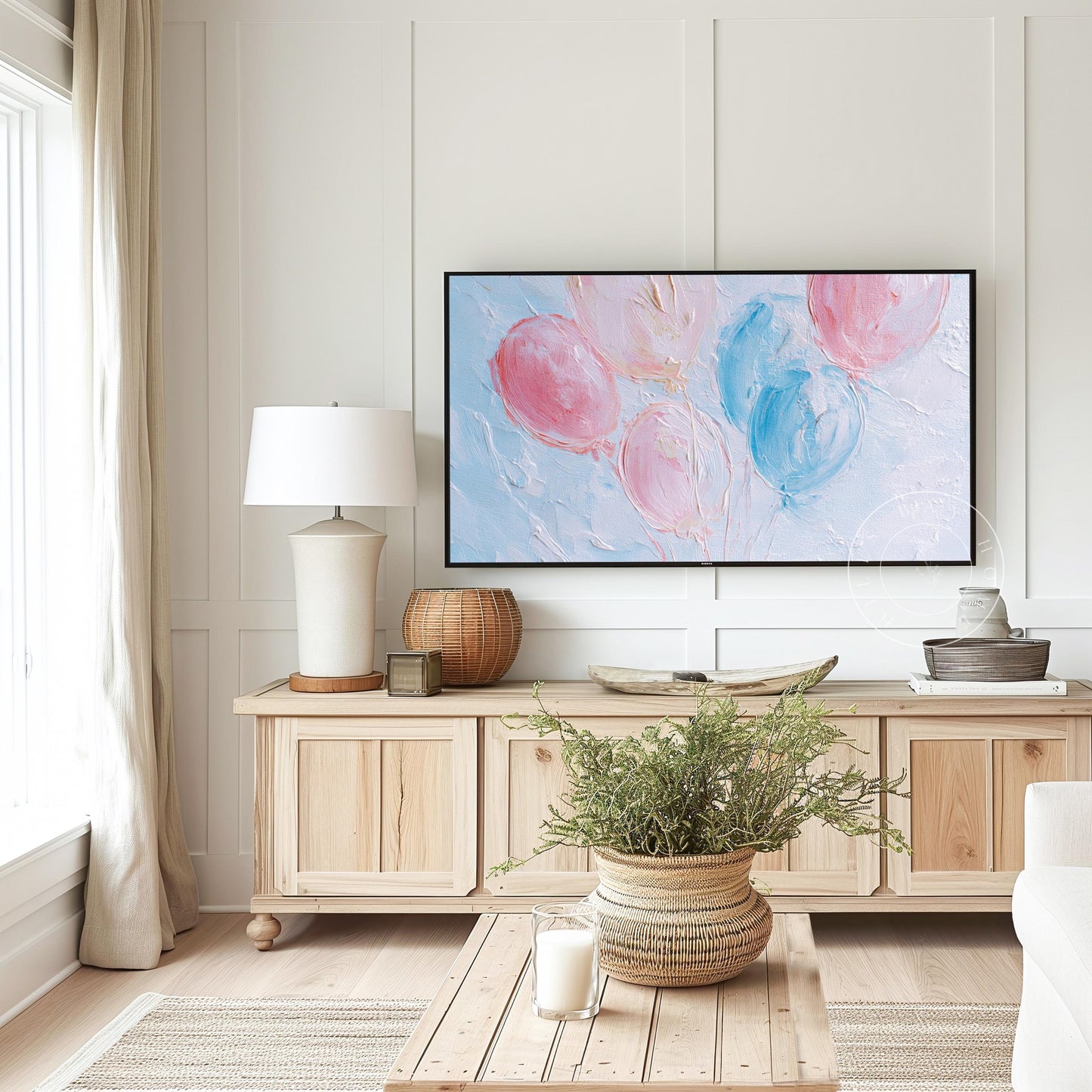 Birthday Tv Art, Digital Download Art for Frame Tv, Celebration Tv Art, Ballons Tv Art, Oil Painting Frame Tv Art