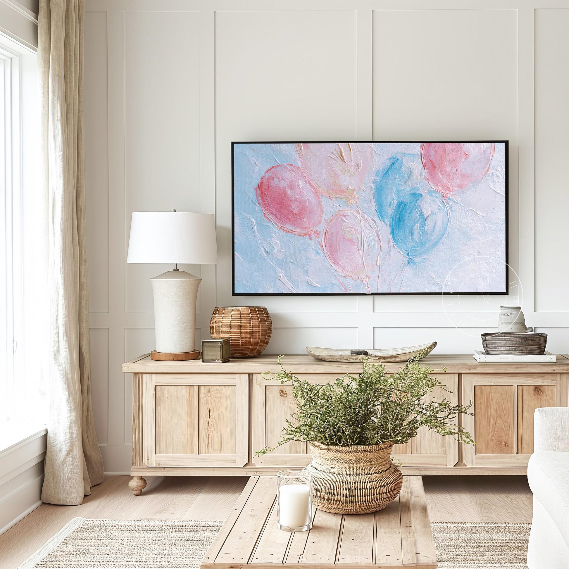 Birthday Tv Art, Digital Download Art for Frame Tv, Celebration Tv Art, Ballons Tv Art, Oil Painting Frame Tv Art