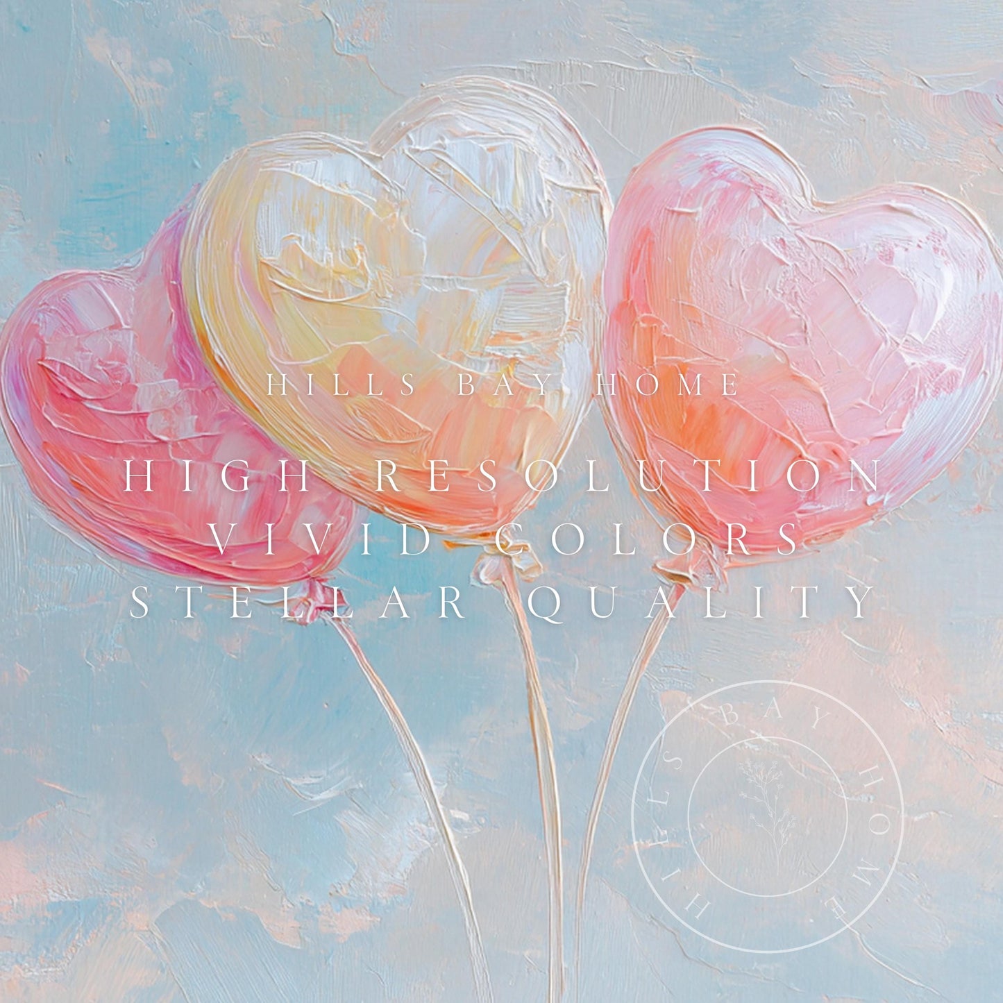 Heart Ballons Tv Art, Digital Download Art for Frame Tv, Celebration Tv Art, Birthday Tv Art, Oil Painting Frame Tv Art