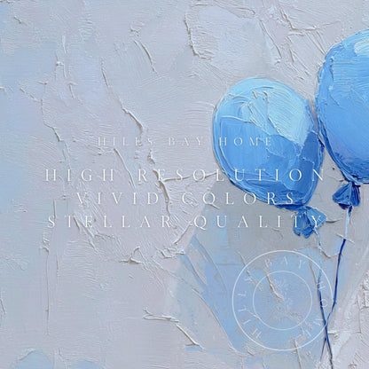 Blue Ballons Tv Art, Digital Download Art for Frame Tv, Celebration Tv Art, Ballons Tv Art, Oil Painting Frame Tv Art