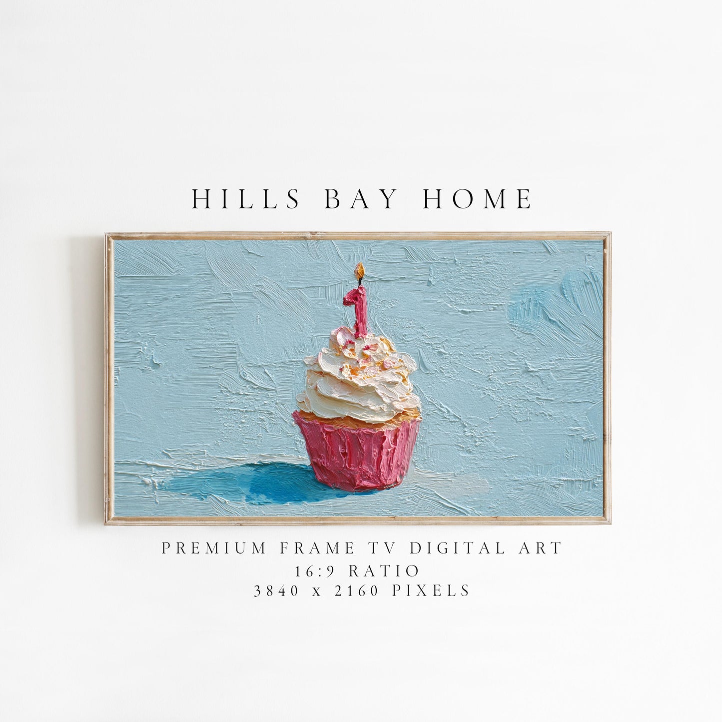 Birthday Tv Art, Digital Download Art for Frame Tv, Celebration Tv Art, Cupcake Tv Art, First Birthday Tv Art, Oil Painting Frame Tv Art