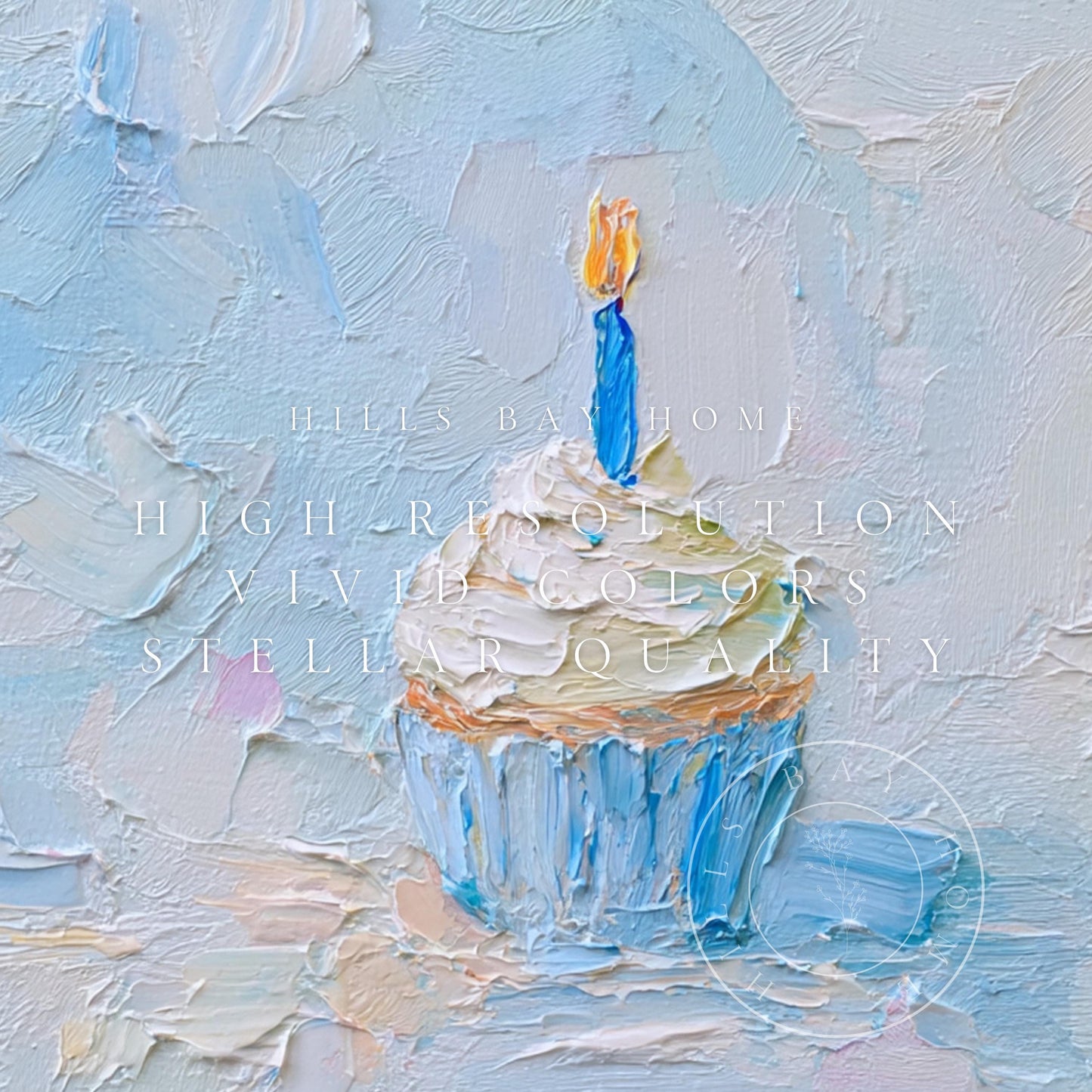 Birthday Cupcake Tv Art, Digital Download Art for Frame Tv, Celebration Tv Art, Birthday Tv Art, Oil Painting Frame Tv Art