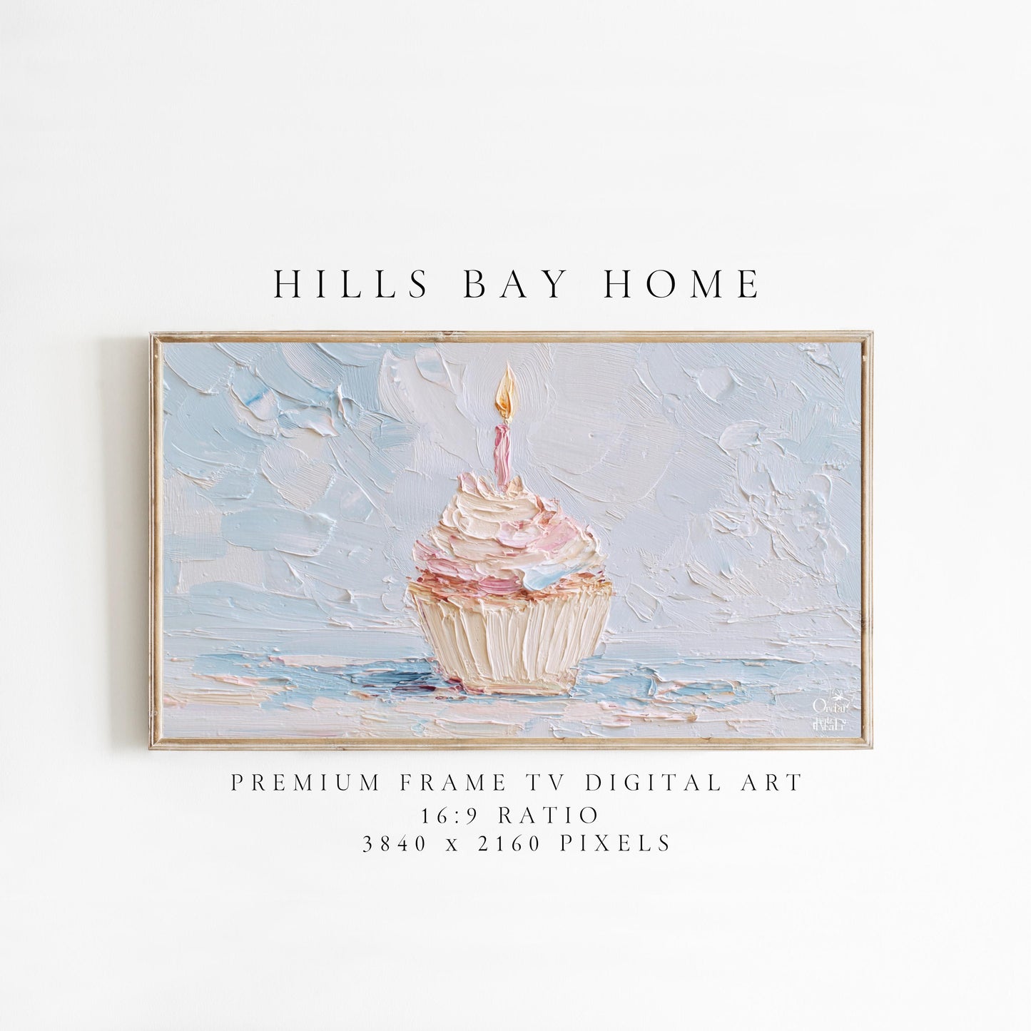 Birthday Cupcake Tv Art, Digital Download Art for Frame Tv, Celebration Tv Art, Birthday Tv Art, Oil Painting Frame Tv Art