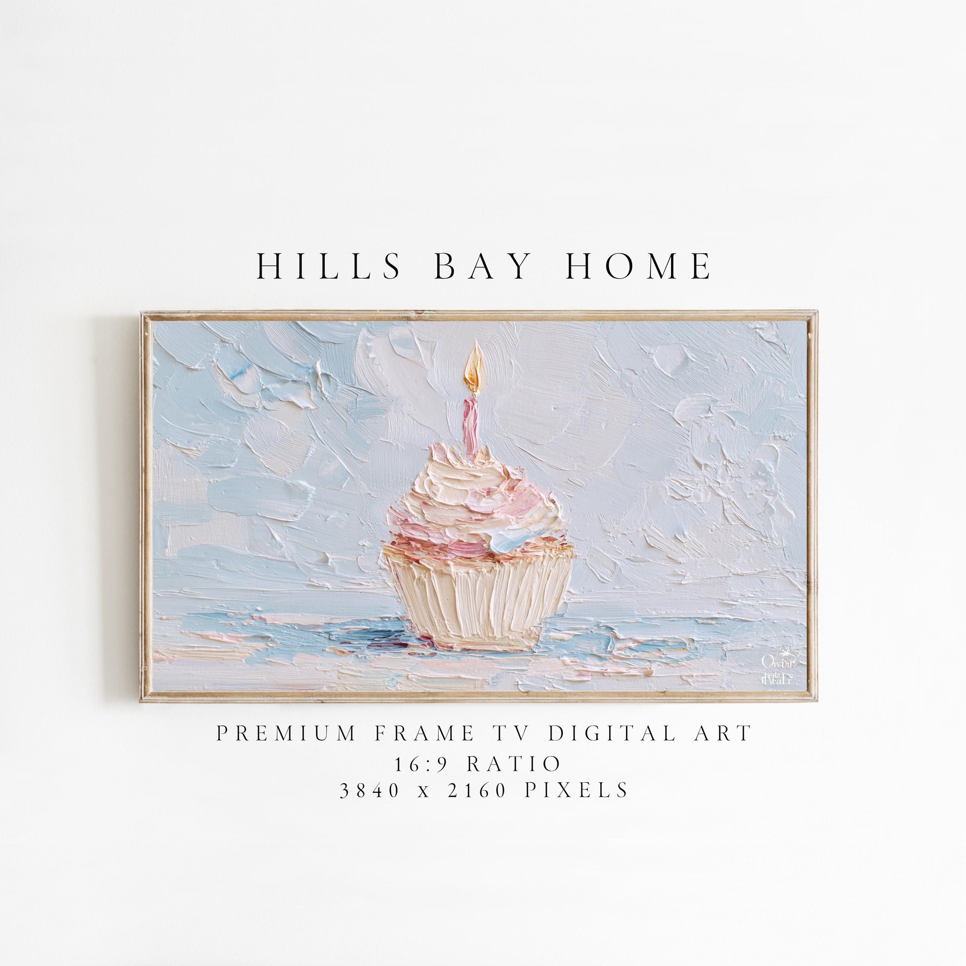 Birthday Cupcake Tv Art, Digital Download Art for Frame Tv, Celebration Tv Art, Birthday Tv Art, Oil Painting Frame Tv Art