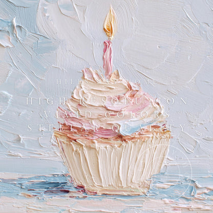 Birthday Cupcake Tv Art, Digital Download Art for Frame Tv, Celebration Tv Art, Birthday Tv Art, Oil Painting Frame Tv Art