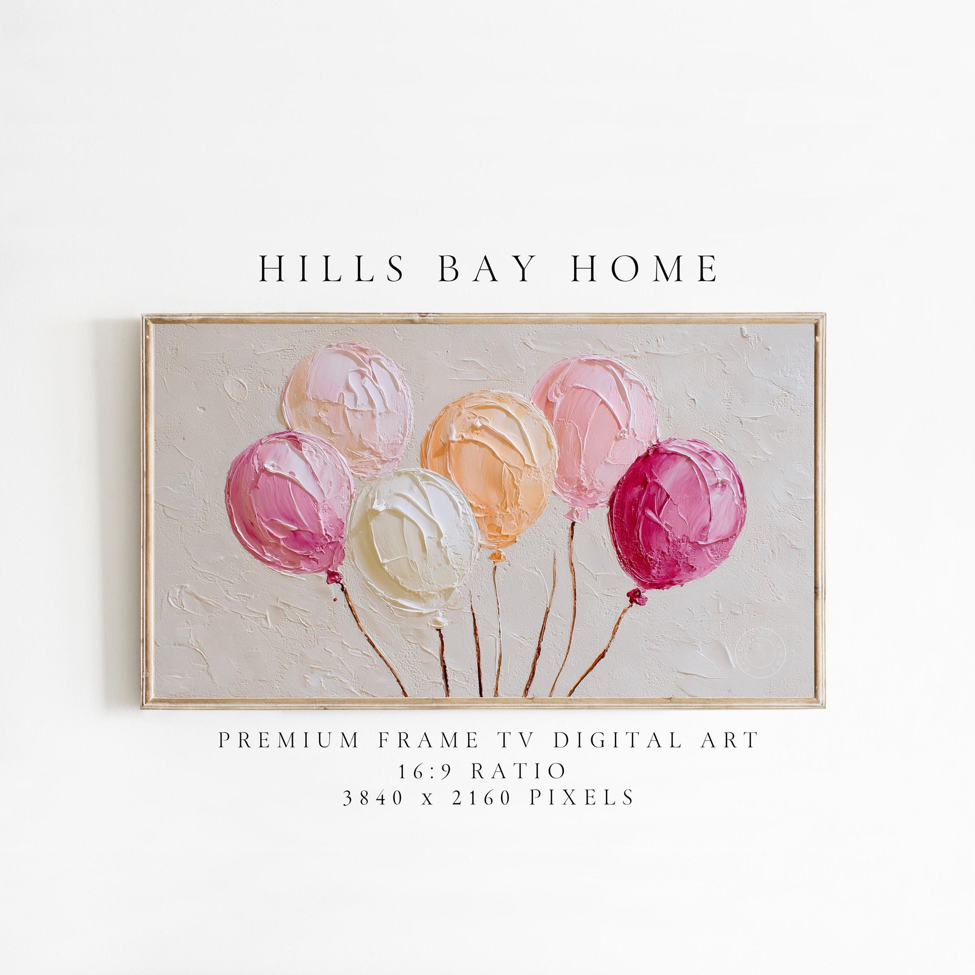 Birthday Tv Art, Digital Download Art for Frame Tv, Celebration Tv Art, Ballons Tv Art, Oil Painting Frame Tv Art