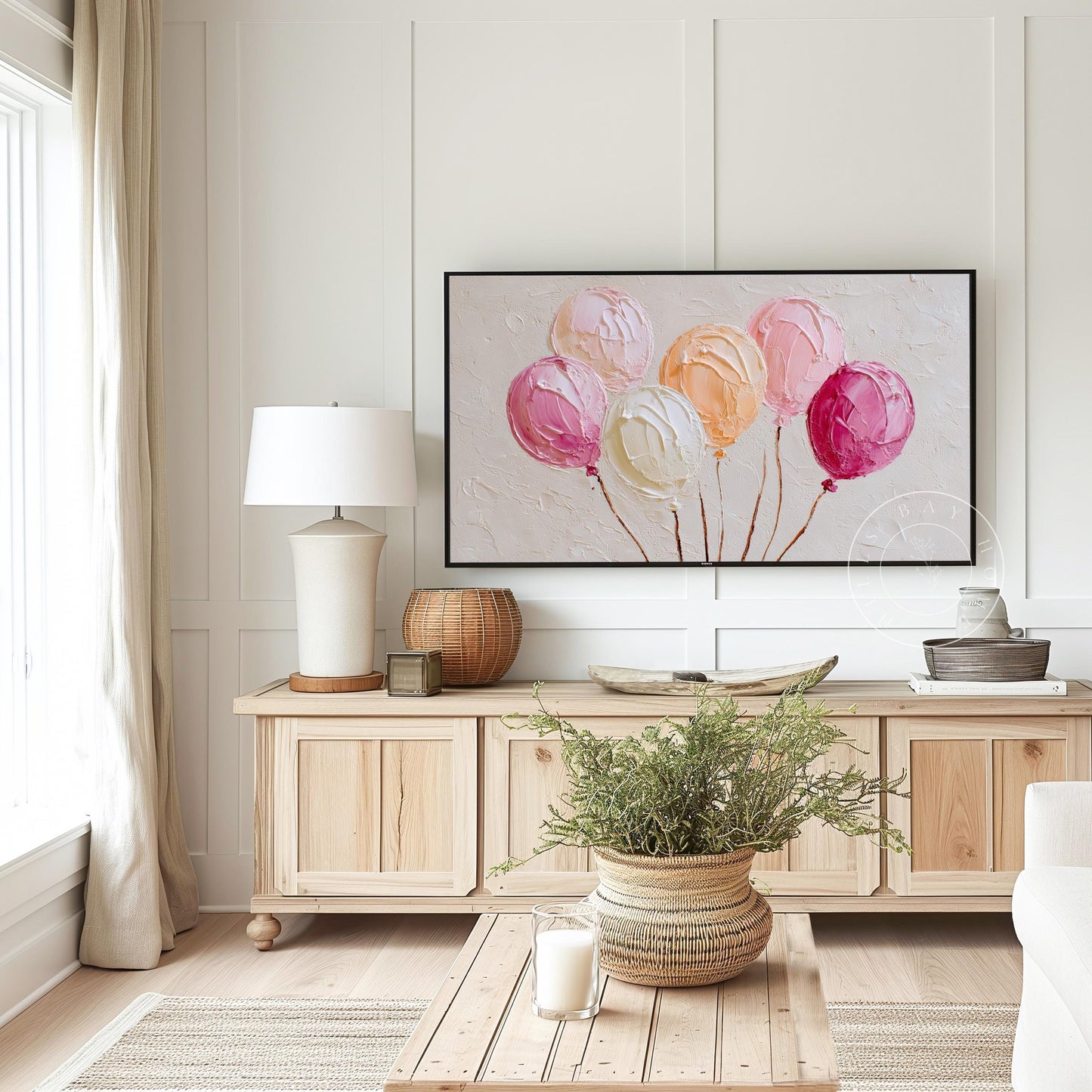 Birthday Tv Art, Digital Download Art for Frame Tv, Celebration Tv Art, Ballons Tv Art, Oil Painting Frame Tv Art