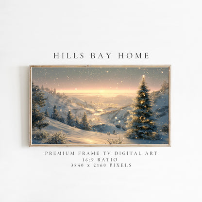 Christmas Landscape Frame Tv Art, Digital Download Art for Frame Tv, Winter Tv Art, Christmas Tree Tv Art, Painting Frame Tv Art