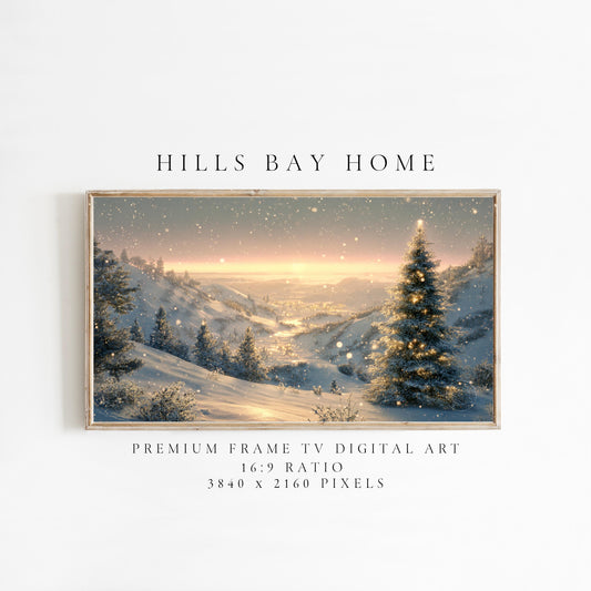 Christmas Landscape Frame Tv Art, Digital Download Art for Frame Tv, Winter Tv Art, Christmas Tree Tv Art, Painting Frame Tv Art